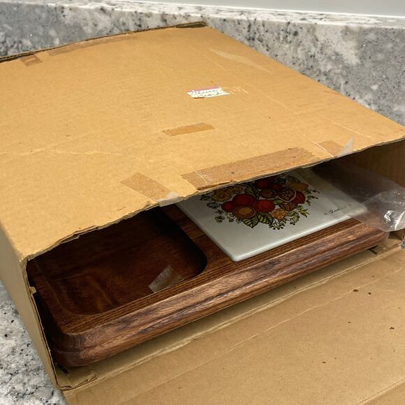 Vtg Good Wood Cheese Charcuterie Board Japan Pottery Bowl Box MCM 70s 1022 - Picture 2 of 9